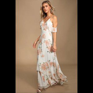 Lulus Take You There Ivory Floral Print Maxi Dress